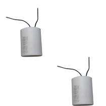 Kit 2 capacitor 90x250v 2 fios metalizado tri Kit 2 capacitor 90x250v 2 fios metalizado tri
