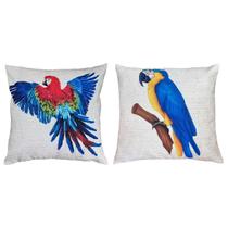 Kit 2 Capas Almofada Aves Tucano Araras Cacatua Sarja 45x45