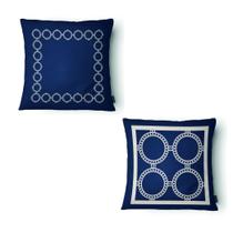 Kit 2 Capas Almofada Círculos 43x43cm Microfibra Azul