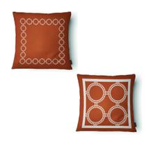 Kit 2 Capas Almofada Círculos 43x43cm Microfibra Caramelo