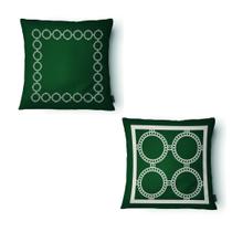 Kit 2 Capas Almofada Círculos 43x43cm Microfibra Verde