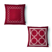 Kit 2 Capas Almofada Círculos 43x43cm Microfibra Vermelho