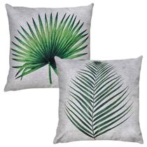 Kit 2 Capas Almofada De Linho Livistona E Folha Palma 43x43