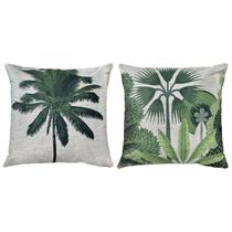 Kit 2 Capas Almofada De Linho Tropical Floresta Verde 45x45 Kit 2 Capas Almofada De Linho Tropical Floresta Verde 45x45