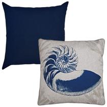 Kit 2 Capas Almofada Em Linho Oceano Mar + Lisa Azul 43x43