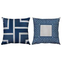 Kit 2 Capas Almofada Estampadas Azul Linho Decorativas 43x43