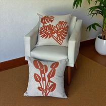 Kit 2 Capas Almofada Linho Bouclé Flor Costela Terra 50x50