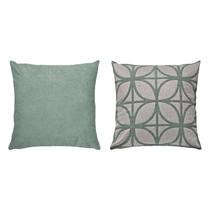 Kit 2 Capas Almofada Linho Bouclé Verde Lisa E Treliça 50x50