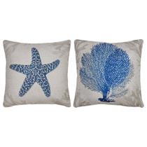 Kit 2 Capas Almofada Linho Estrela do Mar e Coral 43x43