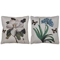 Kit 2 Capas Almofada Linho Flor Agapanto Azul Magnólia 43x43 Kit 2 Capas Almofada Linho Flor Agapanto Azul Magnólia 43x43
