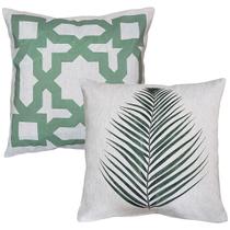 Kit 2 Capas Almofada Linho Folhas E Abstrata Treliça 3 45x45 Kit 2 Capas Almofada Linho Folhas E Abstrata Treliça 3 45x45
