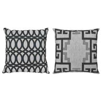 Kit 2 Capas Almofada Linho Geometria Frame Grego Luxo 45x45