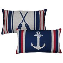 Kit 2 Capas Almofada Linho Náutica Timão Âncora Remo 30x50