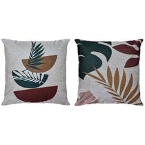 Kit 2 Capas Almofada Linho Palma Costela Bordô Verde 45x45 Kit 2 Capas Almofada Linho Palma Costela Bordô Verde 45x45