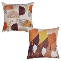 Kit 2 Capas Almofada Linho Tropical Palmeira Africanas 43x43