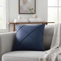 Kit 2 Capas Almofada Suede Drapeada 45X45 Toque Aco - Azul