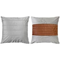 Kit 2 Capas Almofada Veludo Drapeada Terracota + Areia 45x45