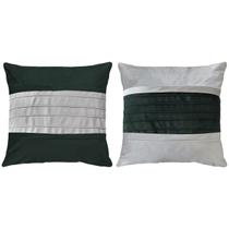 Kit 2 Capas Almofada Veludo Drapeada Verde Com Areia 45x45