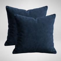 Kit 2 Capas Almofadas 50 x 50cm Decorativas Ziper Invisivel Suede Premium Glamour Azul Petroleo
