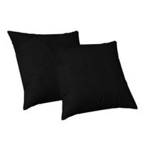 Kit 2 Capas Almofadas 50 x 50cm Decorativas Ziper Invisivel Suede Premium Glamour Preto