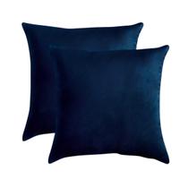 Kit 2 Capas Almofadas Azul Decorativas 45x45 de Zíper Travesseiro decoração de sala e quarto decorativa Luxo Azul Marinho em Veludo Super Macio