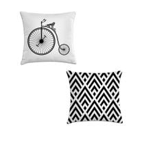 kit 2 capas almofadas retrô preto e branco kit 2 capas almofadas retrô preto e branco