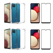 Kit 2 Capas Anti Impacto Reforçadas Galaxy A12 + 2 Películas de Vidro 3D Tela Toda