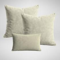 Kit 2 Capas de Almofada 50x50cm + 1 Capa 30x50cm Suede Luxo Glamour Bege