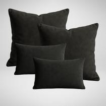Kit 2 Capas de Almofada 50x50cm + 2 Capa 30x50cm Suede Luxo Glamour Preto
