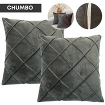 Kit 2 Capas de Almofada Aveludada Tecido Suede 40x40 Drapeado Decorativas Sala Cama Sofá Extra Macia Com Zíper