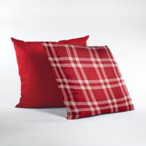 Kit 2 Capas de Almofada de Natal Xadrez Vermelho Decorativas 45 x 45