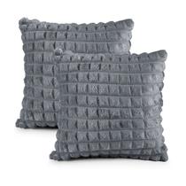 Kit 2 Capas De Almofada Flannel 45x45 Jacquard Diamante Toque Macio Sofa Gris