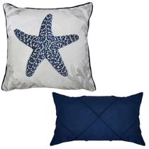 Kit 2 Capas De Almofada Linho Mar Pousada Baguete Azul 30x50 50x50 Kit 2 Capas De Almofada Linho Mar Pousada Baguete Azul 30x50 50x50