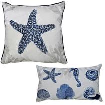 Kit 2 Capas De Almofada Linho Mar Pousada Oceano 30x50 50x50