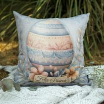 Kit 2 Capas de Almofada Páscoa 43x43 Decorativas Premium Coelho e Ovo para Sofá e Cama