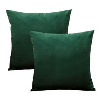 Kit 2 Capas de Almofadas 45x45 Decorativa Verde Escuro Musgo tecido Veludo Fofo Sofá Sala Quarto Casa
