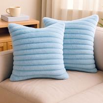 Kit 2 Capas De Almofadas Luxo Soft Wave Decoração Sofá Sala Azul Bebê 45x45 Novadecora