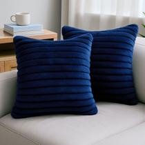 Kit 2 Capas De Almofadas Luxo Soft Wave Decoração Sofá Sala Azul Marinho 45x45 Novadecora