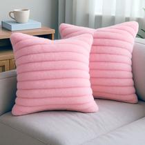 Kit 2 Capas De Almofadas Luxo Soft Wave Decoração Sofá Sala Rosa Bebê 45x45 Novadecora