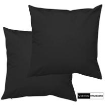 Kit - 2 Capas de Almofadas Pretas - 40x40 - Decorativa Para Sala / Sofá / Quarto / Cama
