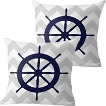 Kit 2 Capas De Almofadas Timão Azul Navegação Marítima