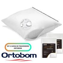 Kit 2 Capas de Travesseiro Impermeável Ortobom / Zíper 50x70 - Resistente a Manchas e Odores - Higiênico
