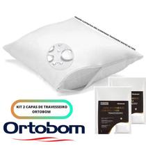 Kit 2 Capas de Travesseiro Ortobom Impermeável C/ Zíper 50x70 - Resistente a Manchas e Odores - Saudável para o Descanso - Antialérgico