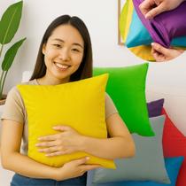 kit 2 Capas Lisa Com Zíper Capa de Almofada 40x40cm Disponível Nas Cores Rosa, Verde, Cinza, Azul