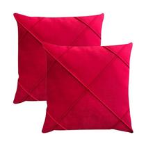 Kit 2 Capas para Almofada Drapeada em Veludo Quadrada 43x43 com Enchimento 50x50 Várias Cores