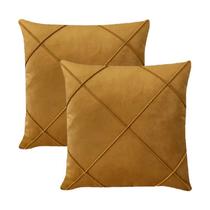 Kit 2 Capas para Almofada Drapeada em Veludo Quadrada Mostarda Kit 2 Capas para Almofada Drapeada em Veludo Quadrada Mostarda