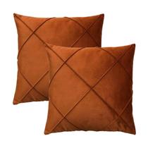 Kit 2 Capas para Almofada Drapeada em Veludo Quadrada Terracota