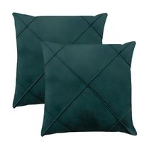 Kit 2 Capas para Almofada Drapeada em Veludo Quadrada Verde Escuro Kit 2 Capas para Almofada Drapeada em Veludo Quadrada Verde Escuro