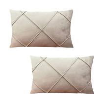 Kit 2 Capas para Almofada Drapeada em Veludo Retangular 60x40 Várias Cores