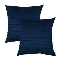Kit 2 Capas para Almofada Drapeada Line em Veludo Quadrada com Enchimento Várias Cores